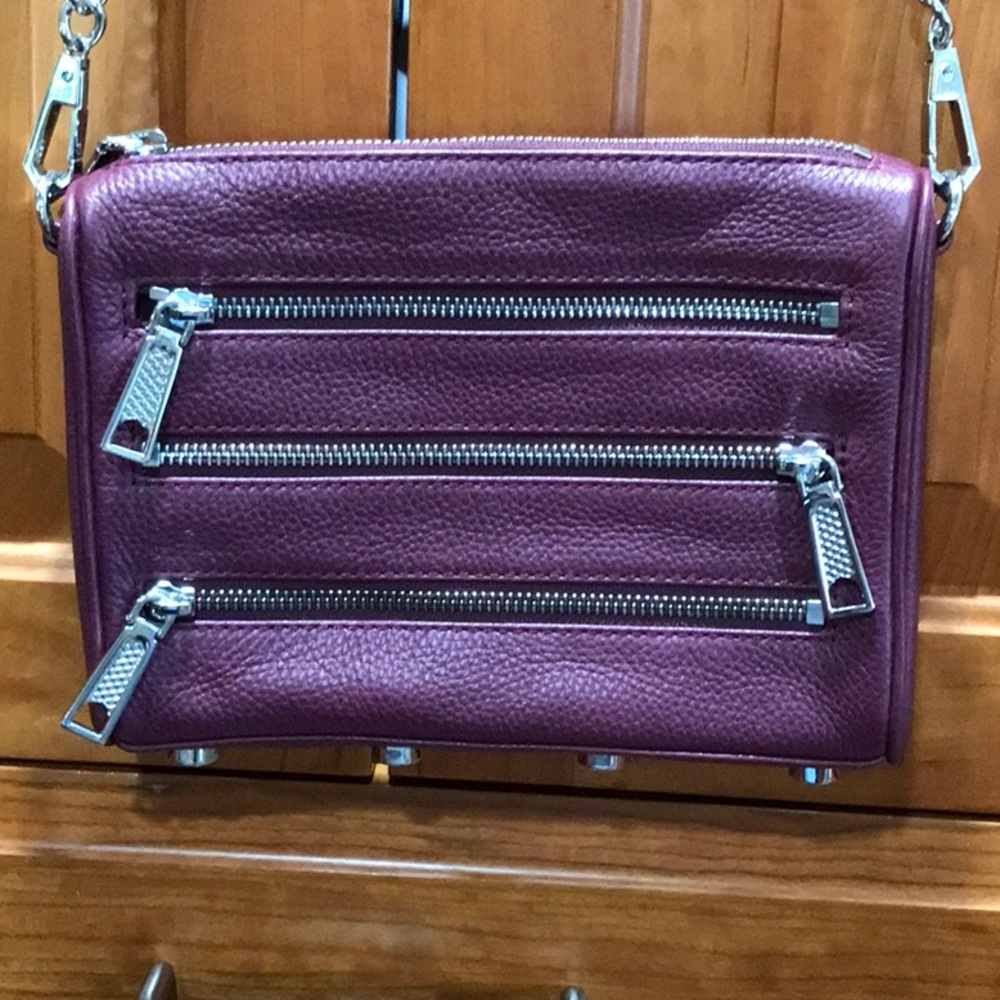 REBECCA MINKOFF MINI ZIP CONVERTIBLE CROSSBODY BAG- color:PORT